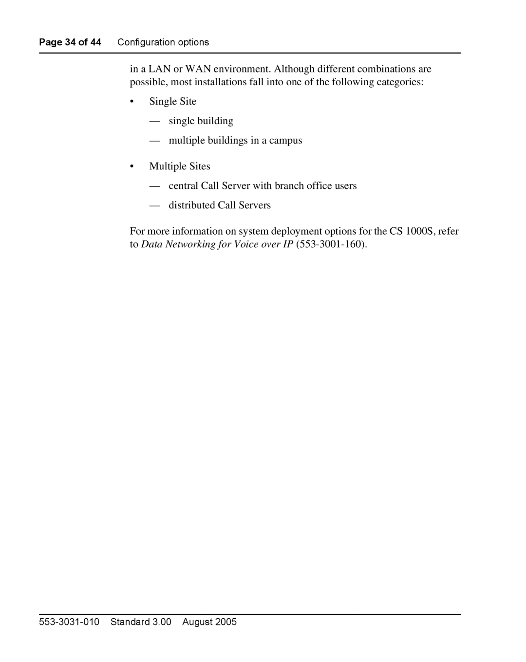 Nortel Networks 1000S manual 34 of 44 Configuration options 