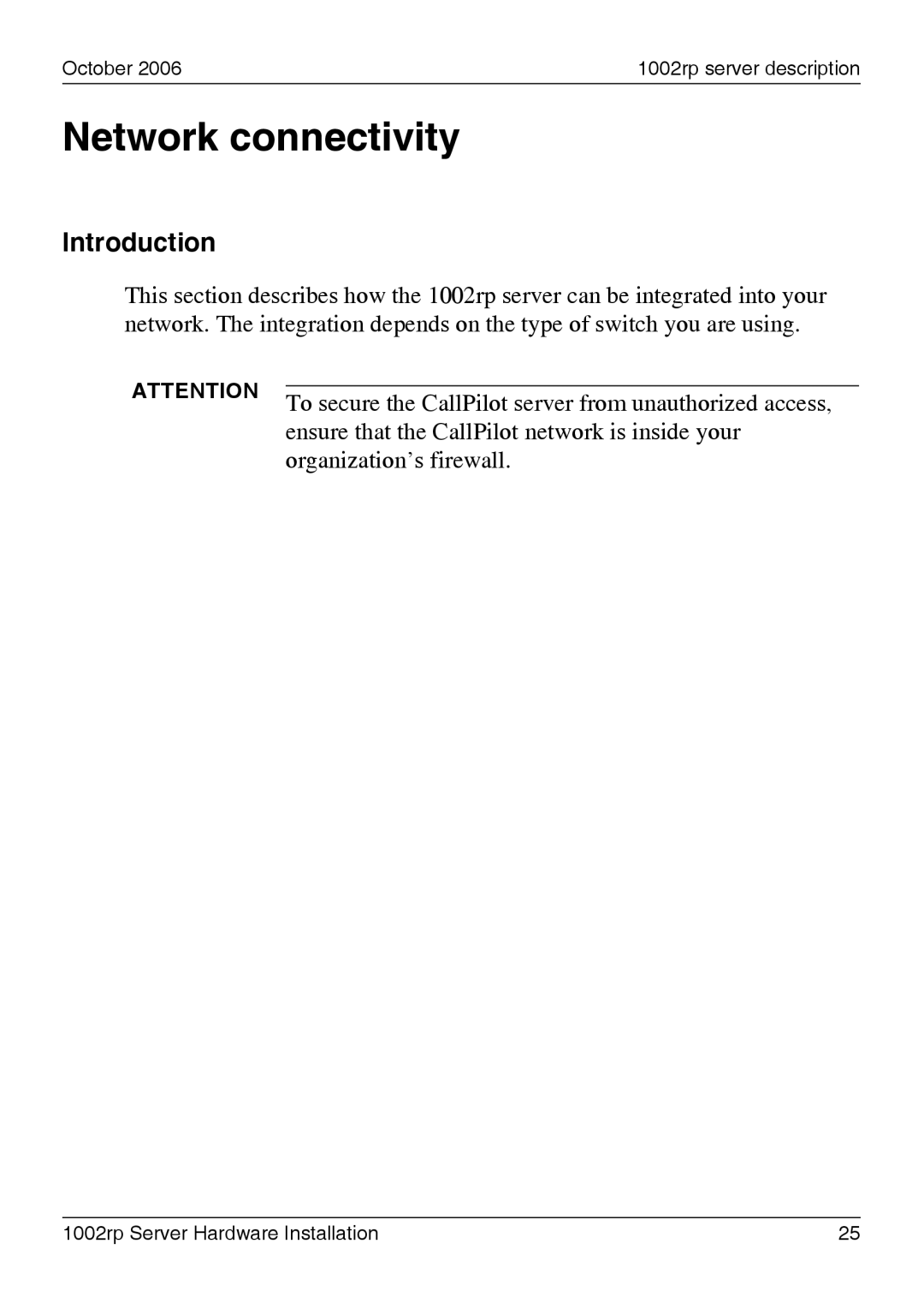 Nortel Networks 1002rp manual Network connectivity, Introduction 