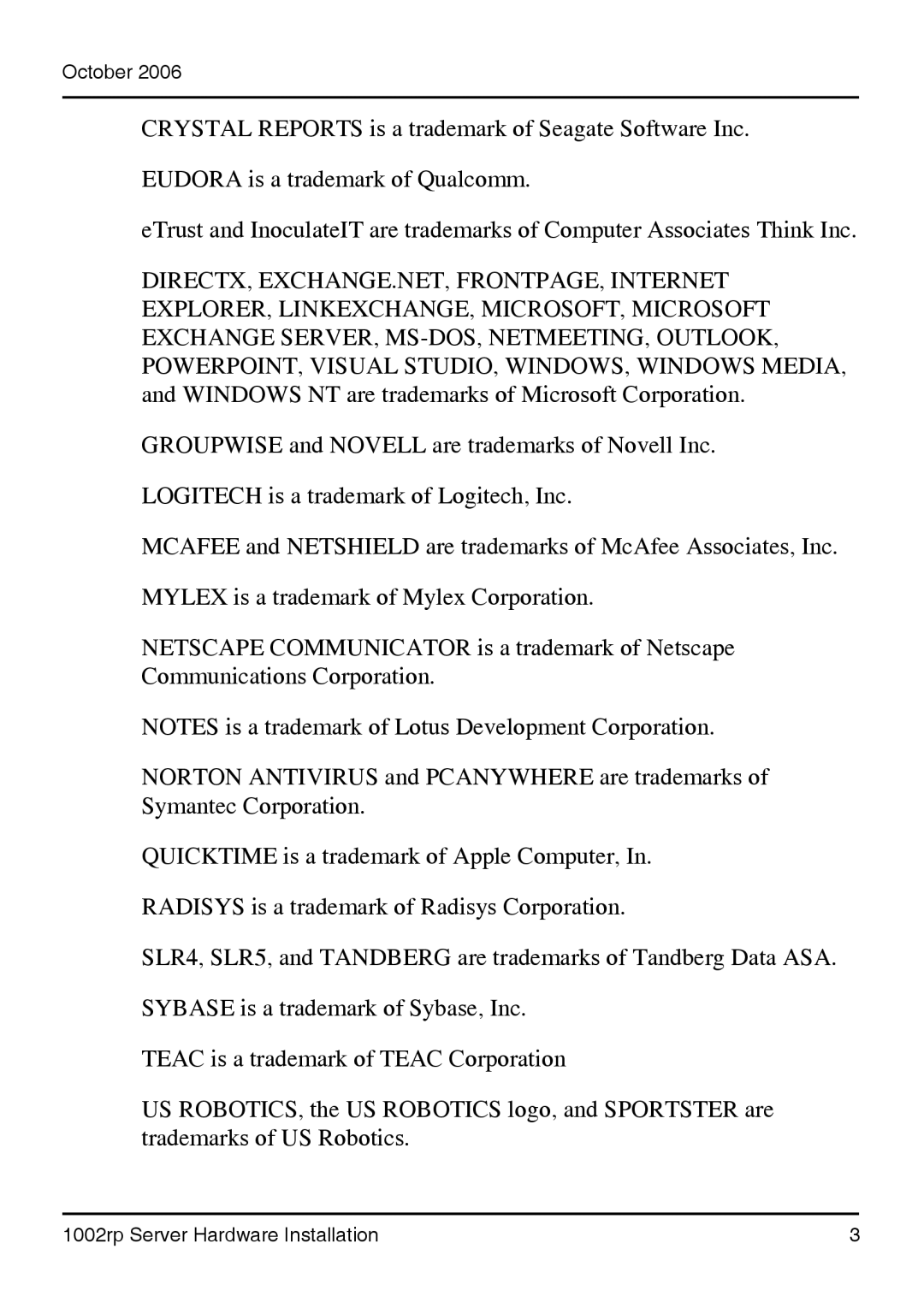 Nortel Networks manual 1002rp Server Hardware Installation 