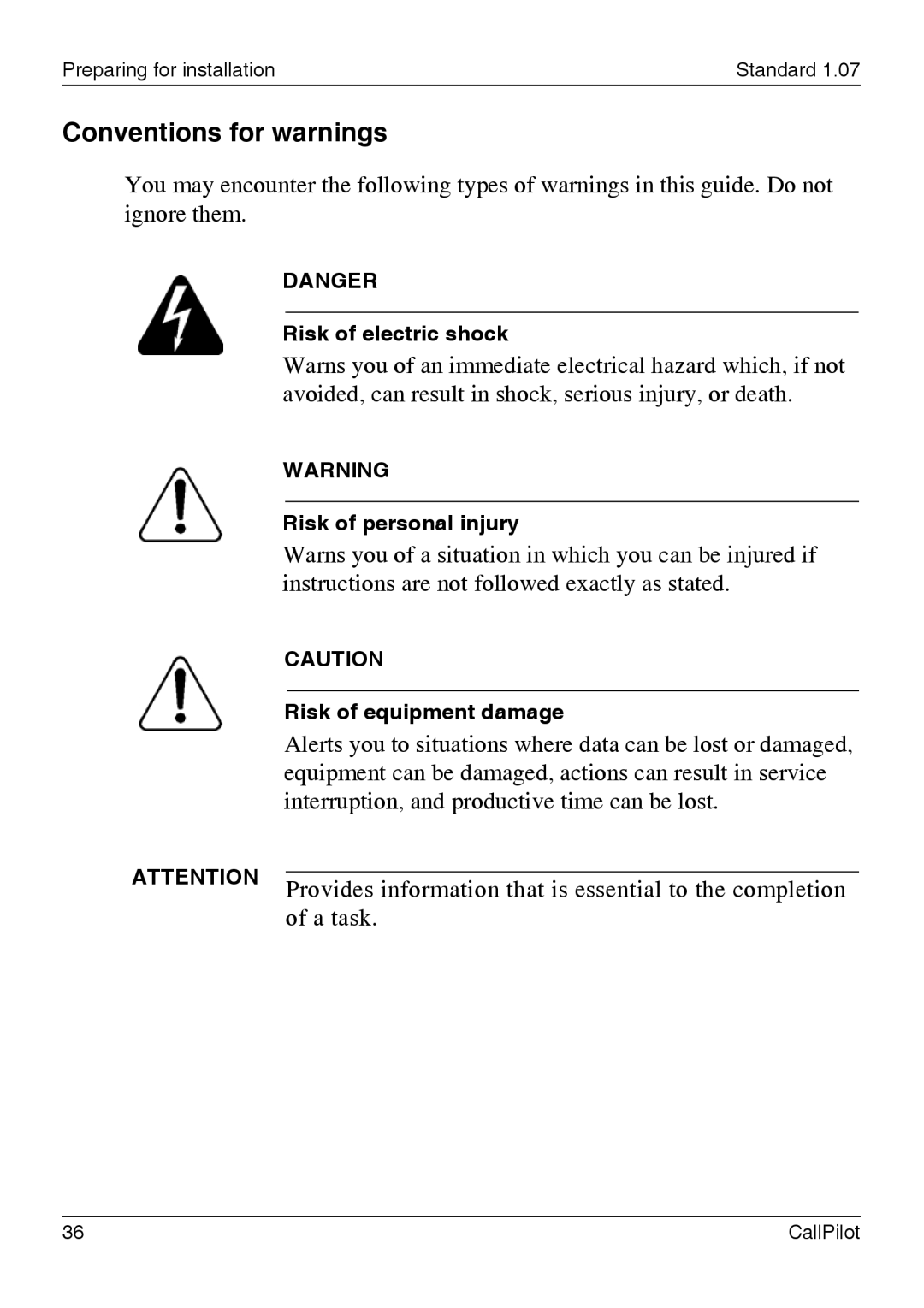 Nortel Networks 1002rp manual Conventions for warnings 