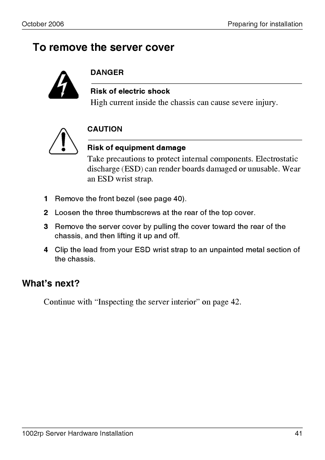 Nortel Networks 1002rp manual To remove the server cover, What’s next? 