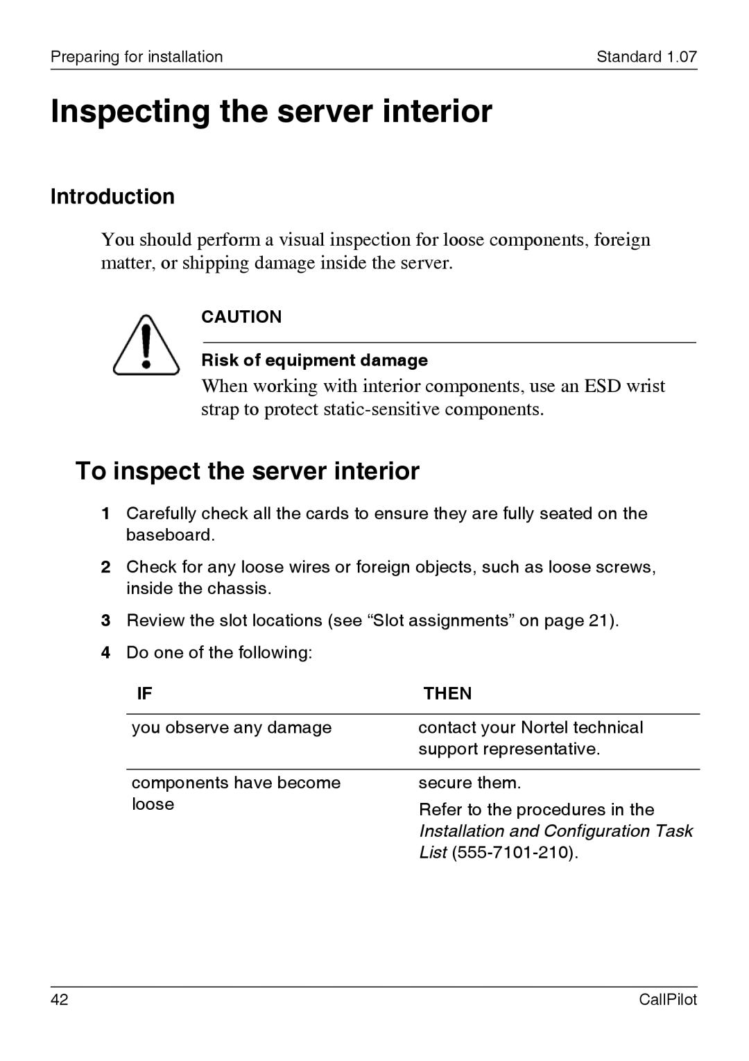 Nortel Networks 1002rp manual Inspecting the server interior, To inspect the server interior 