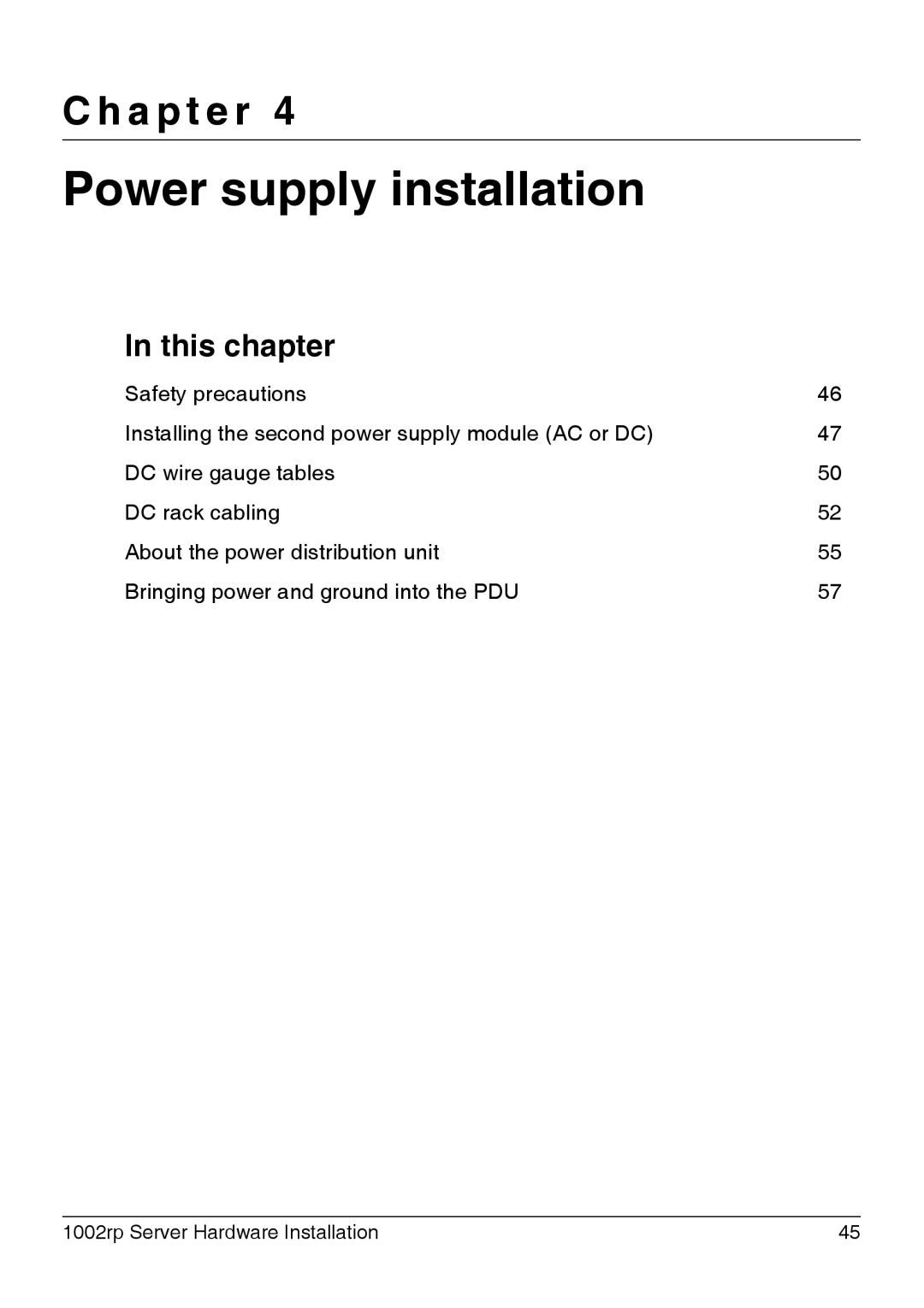 Nortel Networks 1002rp manual Power supply installation, A p t e r 