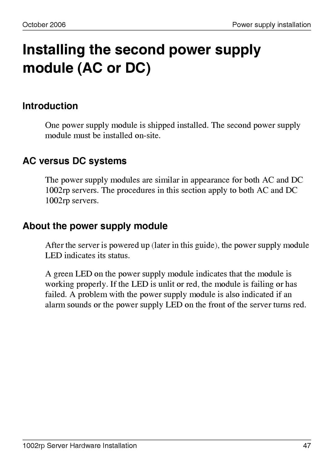 Nortel Networks 1002rp manual Installing the second power supply module AC or DC, AC versus DC systems 