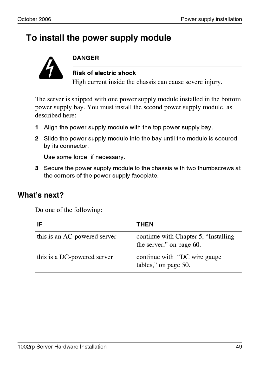 Nortel Networks 1002rp manual To install the power supply module, What’s next? 