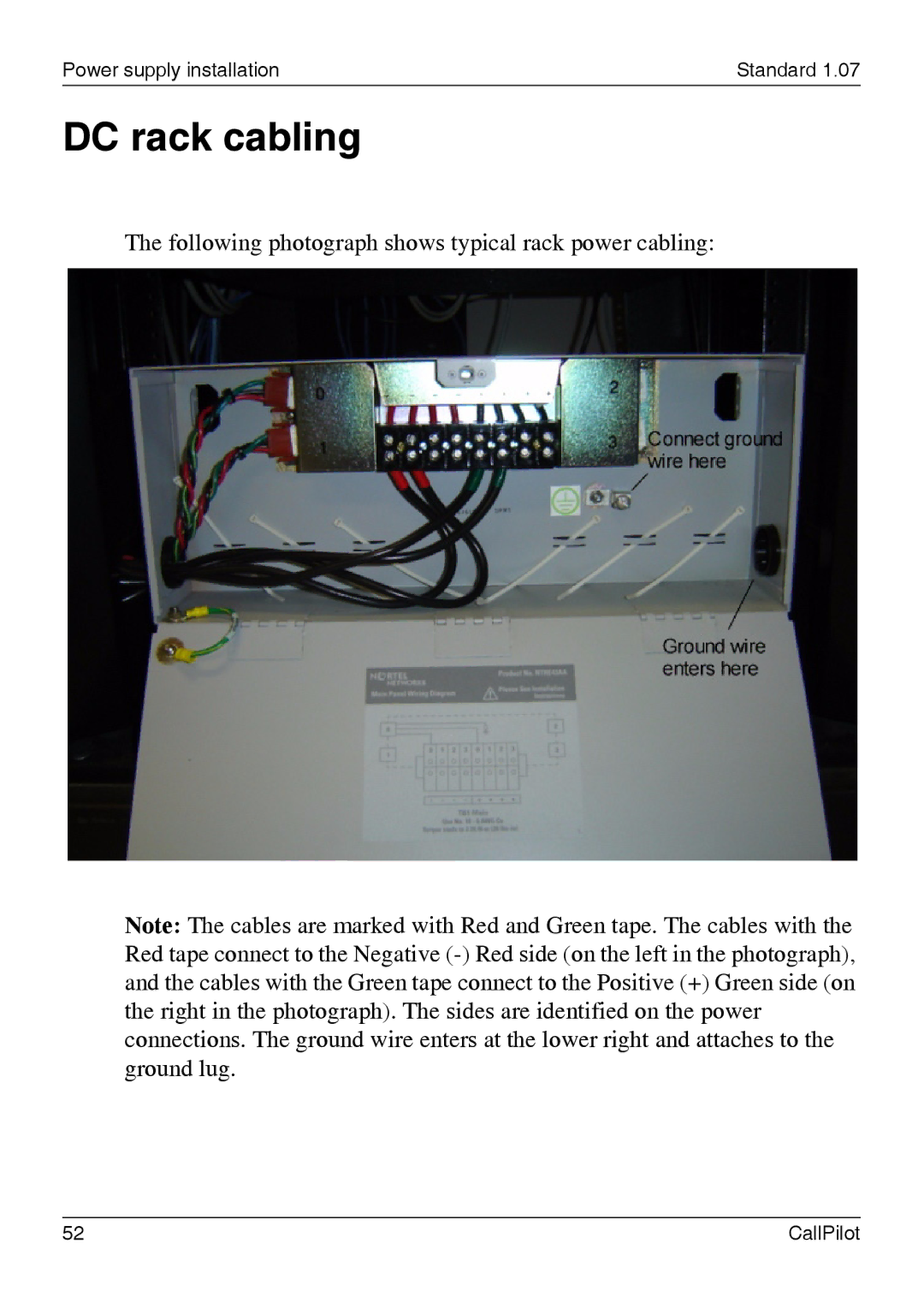 Nortel Networks 1002rp manual DC rack cabling 