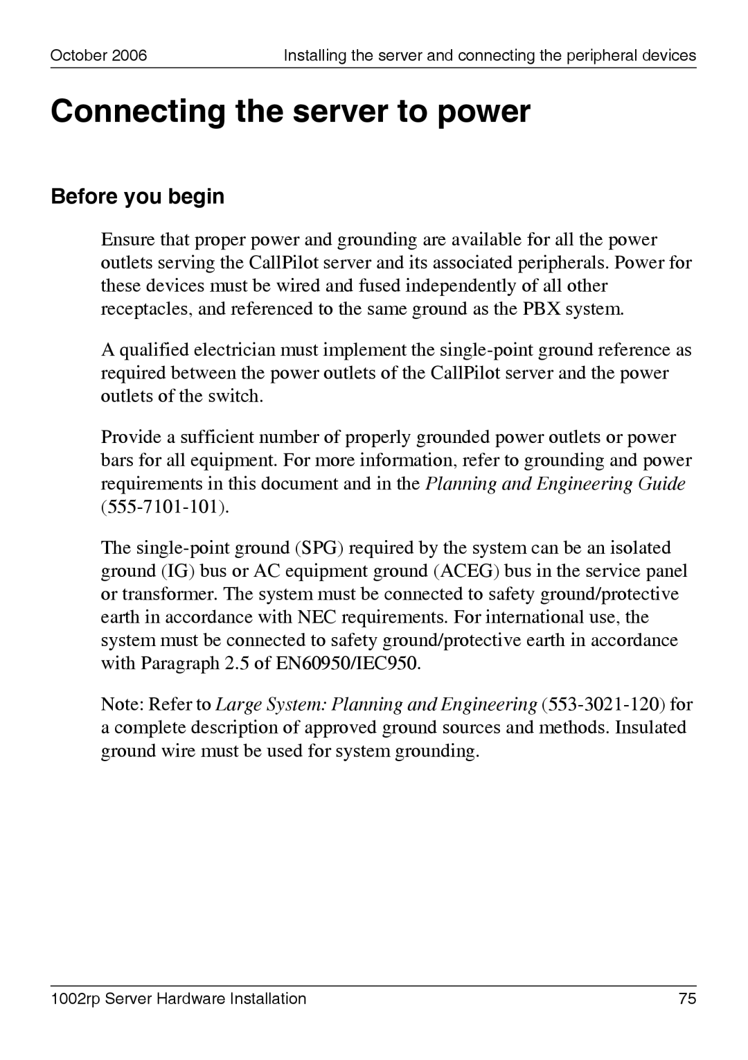 Nortel Networks 1002rp manual Connecting the server to power, Before you begin 