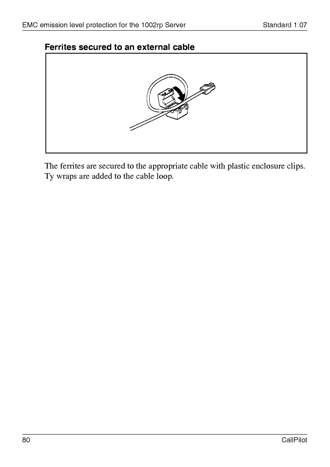 Nortel Networks 1002rp manual Ferrites secured to an external cable 