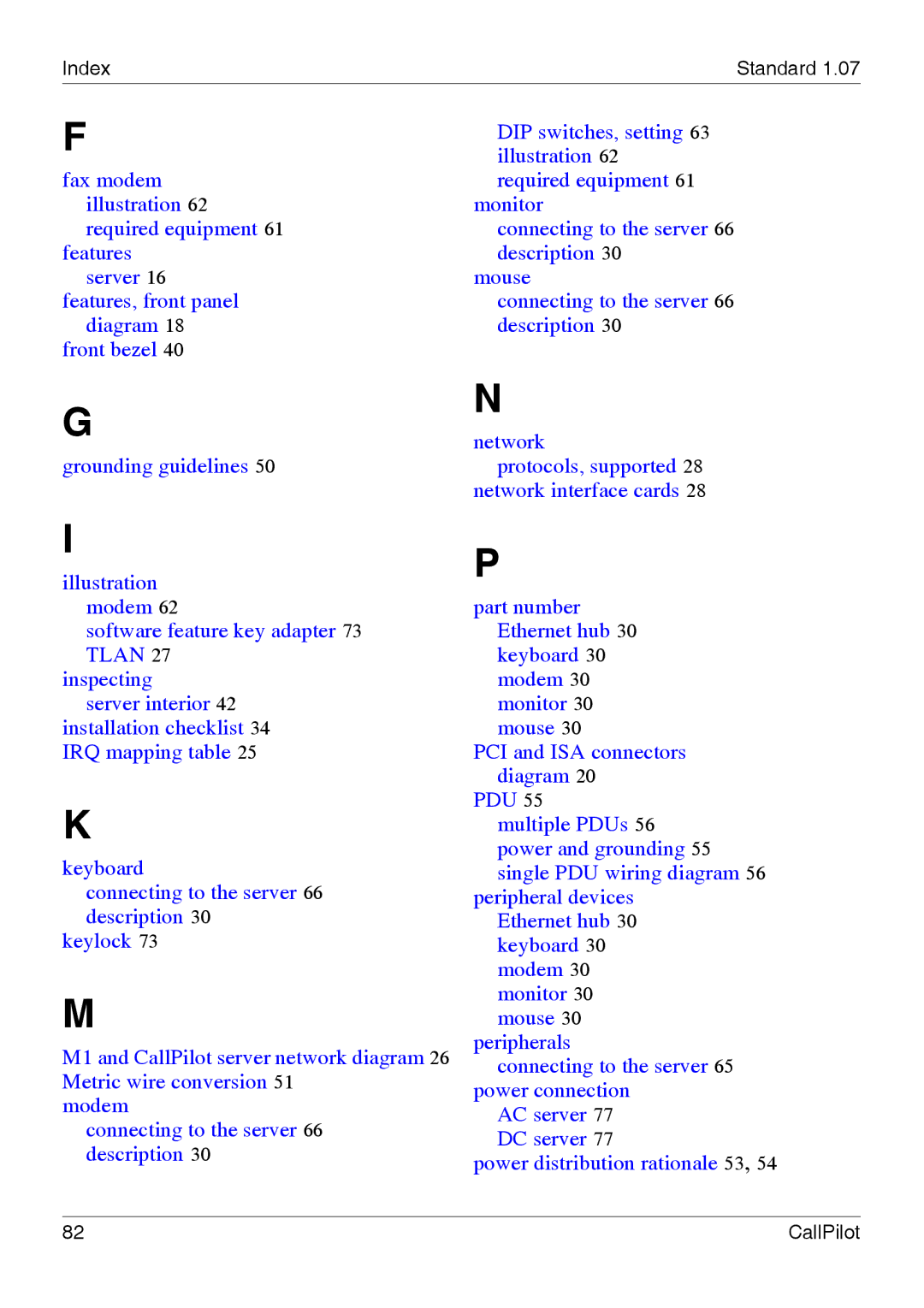 Nortel Networks 1002rp manual Index 