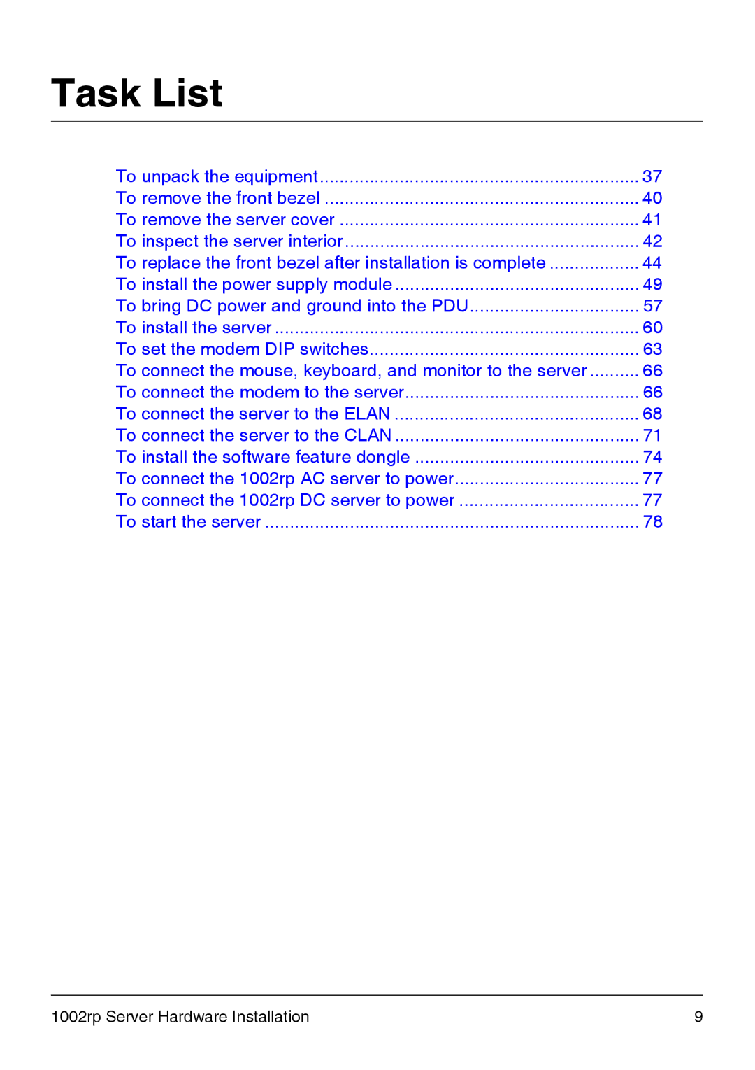 Nortel Networks 1002rp manual Task List, To connect the mouse, keyboard, and monitor to the server 