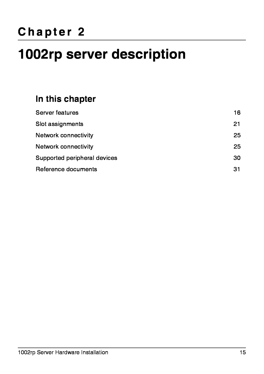 Nortel Networks manual 1002rp server description, In this chapter, C h a p t e r 