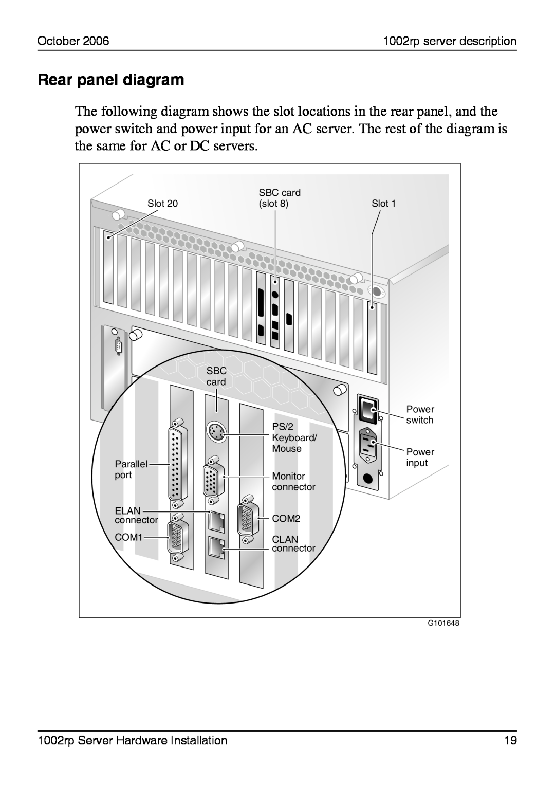 Nortel Networks manual Rear panel diagram, 1002rp server description 
