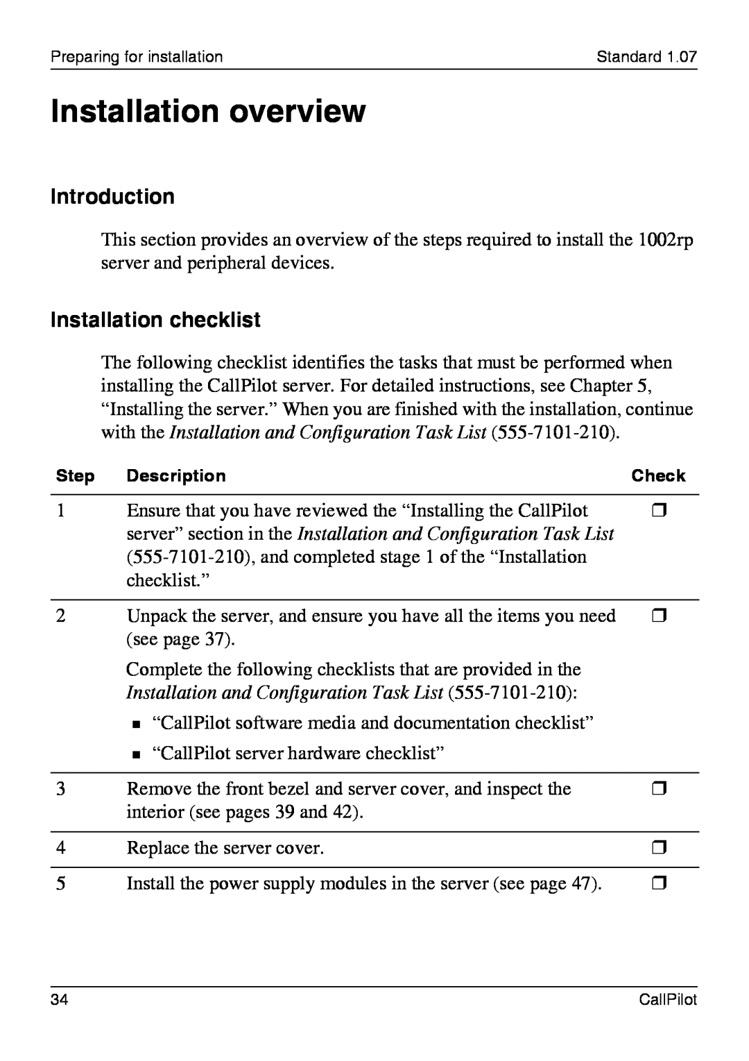Nortel Networks 1002rp manual Installation overview, Installation checklist, Introduction 