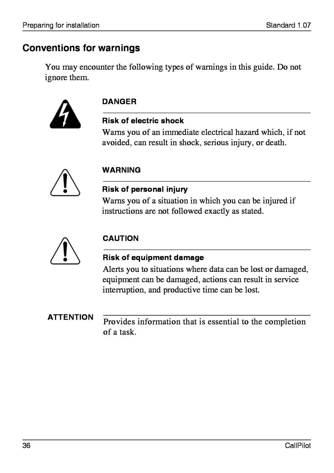 Nortel Networks 1002rp manual Conventions for warnings 