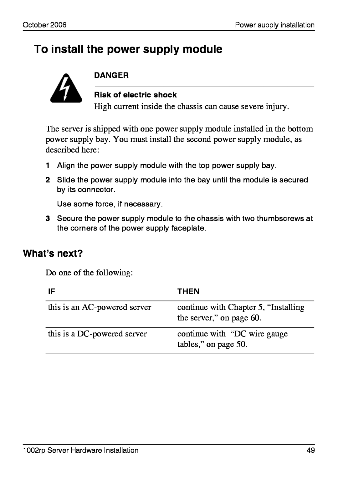 Nortel Networks 1002rp manual To install the power supply module, What’s next? 