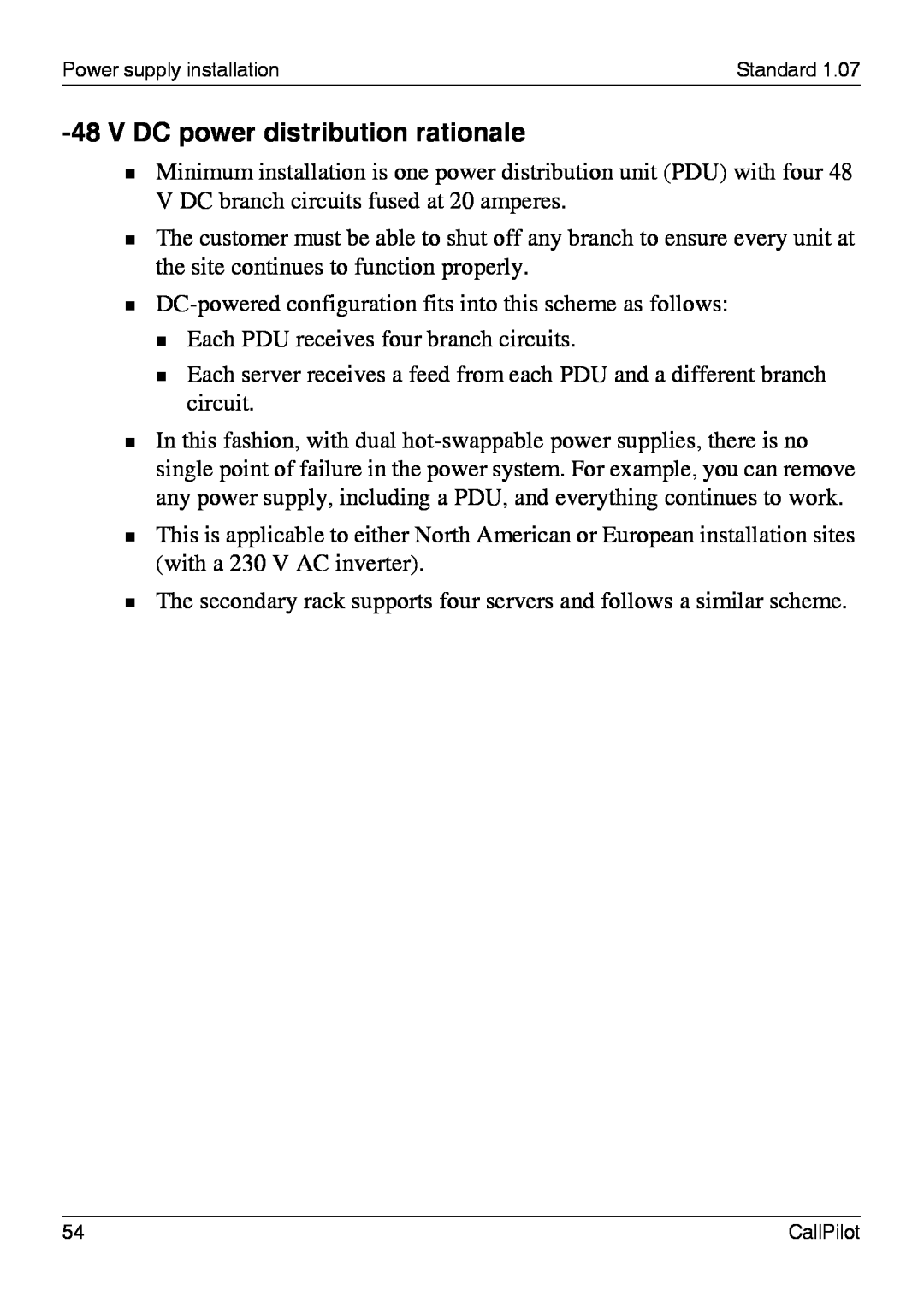 Nortel Networks 1002rp manual V DC power distribution rationale 