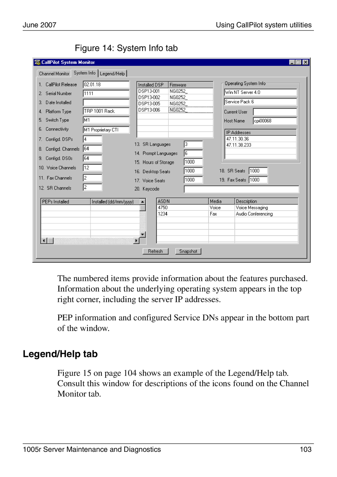 Nortel Networks 1005r manual System Info tab 