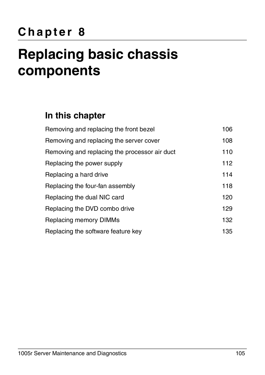 Nortel Networks 1005r manual Replacing basic chassis components, A p t e r 