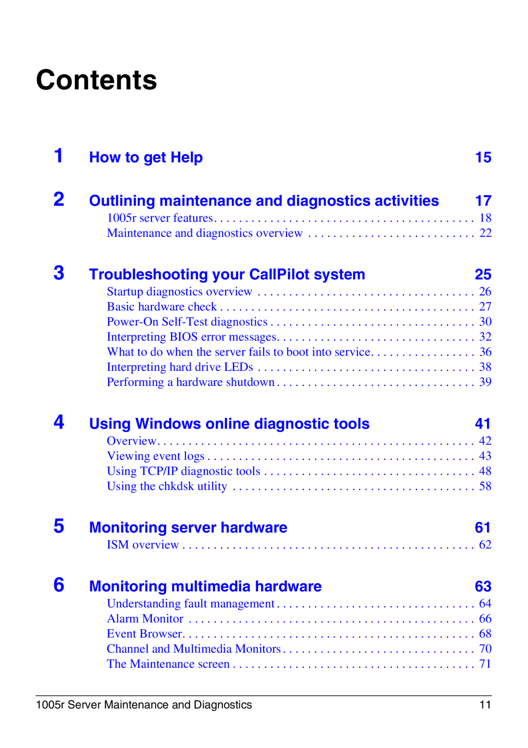 Nortel Networks 1005r manual Contents 