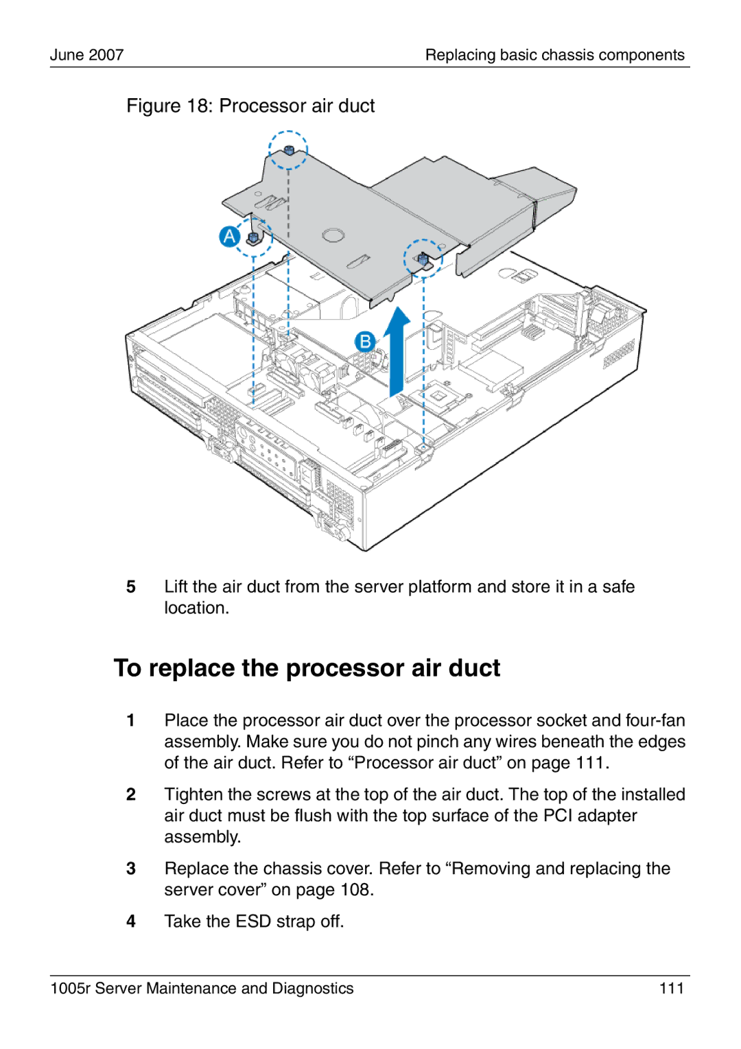 Nortel Networks 1005r manual To replace the processor air duct, Processor air duct 