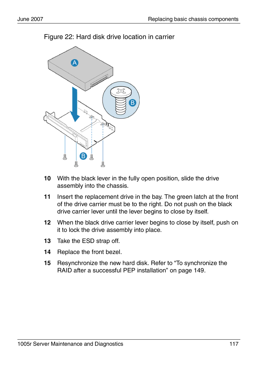 Nortel Networks 1005r manual Hard disk drive location in carrier 