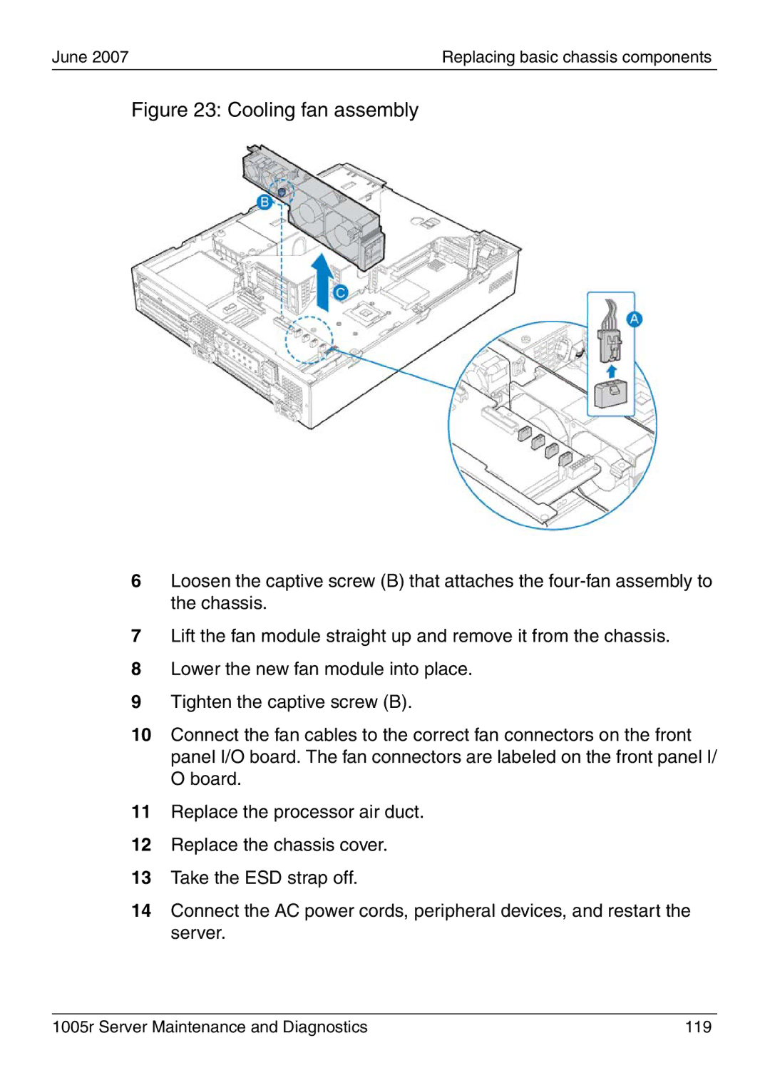 Nortel Networks 1005r manual Cooling fan assembly 