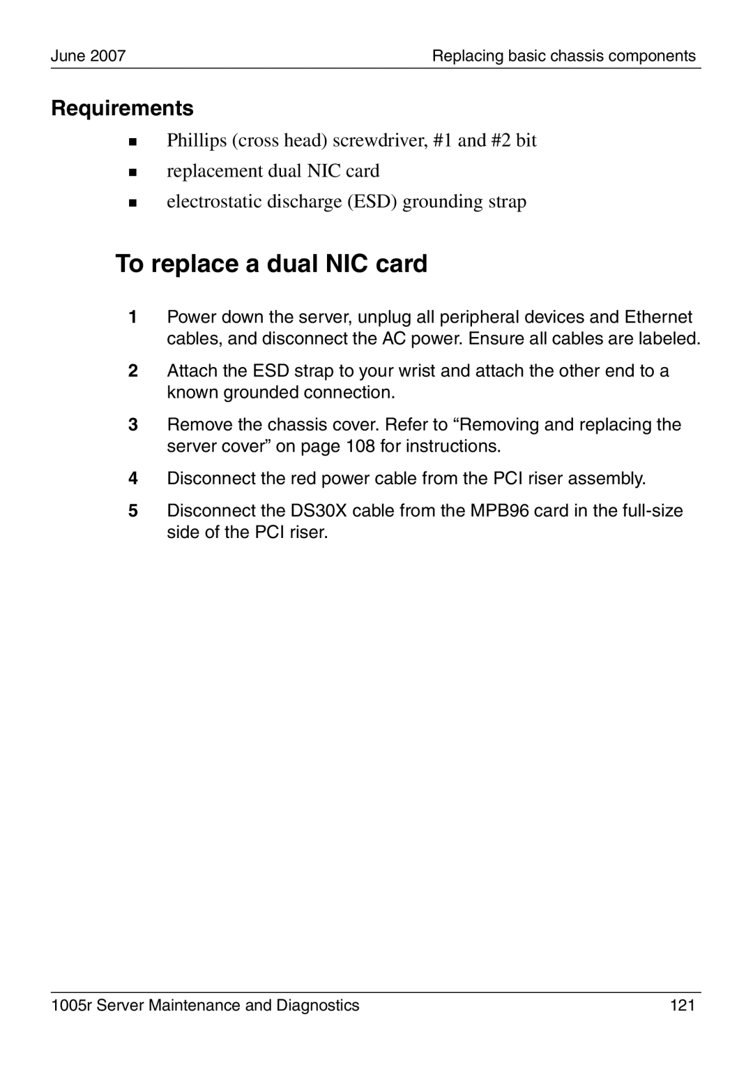 Nortel Networks 1005r manual To replace a dual NIC card, Requirements 