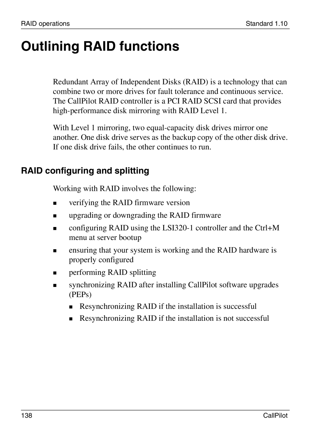 Nortel Networks 1005r manual Outlining RAID functions, RAID configuring and splitting 