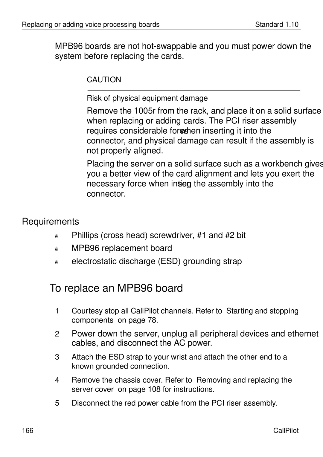 Nortel Networks 1005r manual To replace an MPB96 board, Requirements 