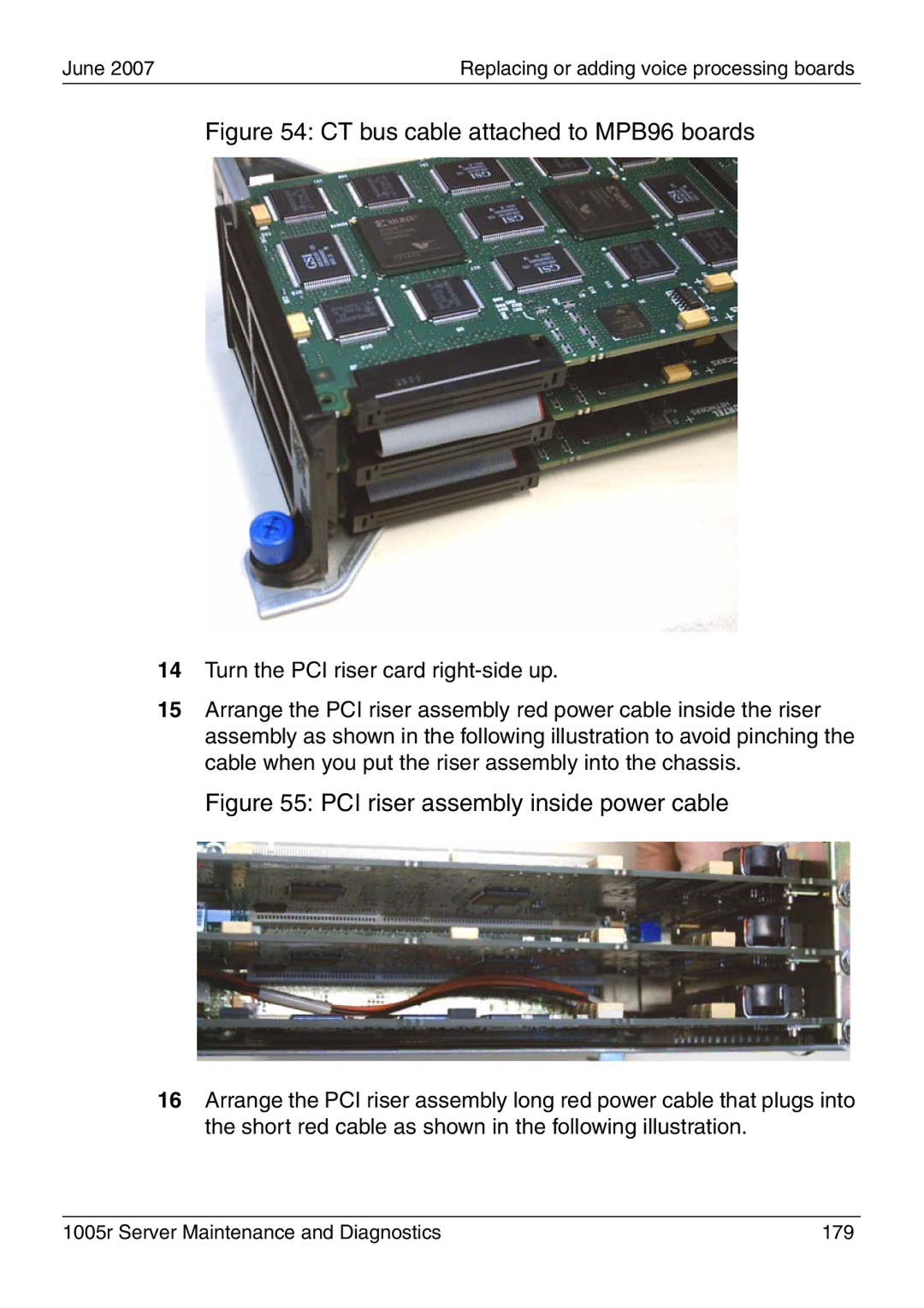 Nortel Networks 1005r manual PCI riser assembly inside power cable 