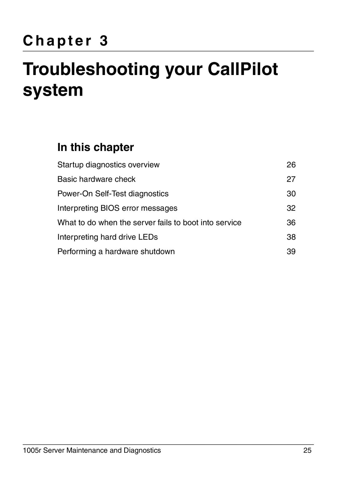 Nortel Networks 1005r manual Troubleshooting your CallPilot system, A p t e r 