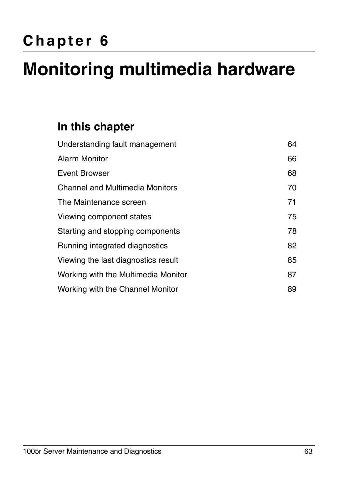 Nortel Networks 1005r manual Monitoring multimedia hardware 