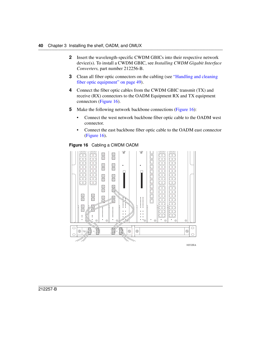 Nortel Networks 10292FA, 10396EA manual Cabling a Cwdm Oadm 