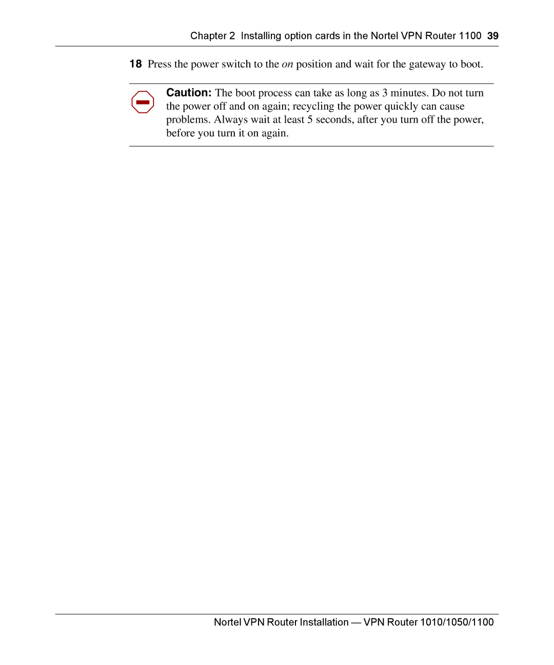 Nortel Networks 1050, 1010 manual Installing option cards in the Nortel VPN Router 1100 