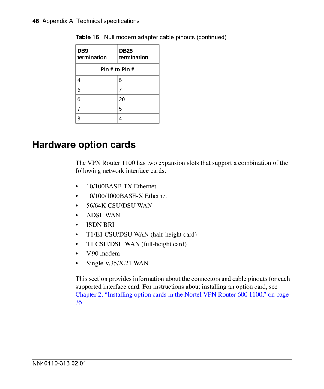 Nortel Networks 1100, 1050, 1010 manual Hardware option cards, Adsl WAN Isdn BRI 