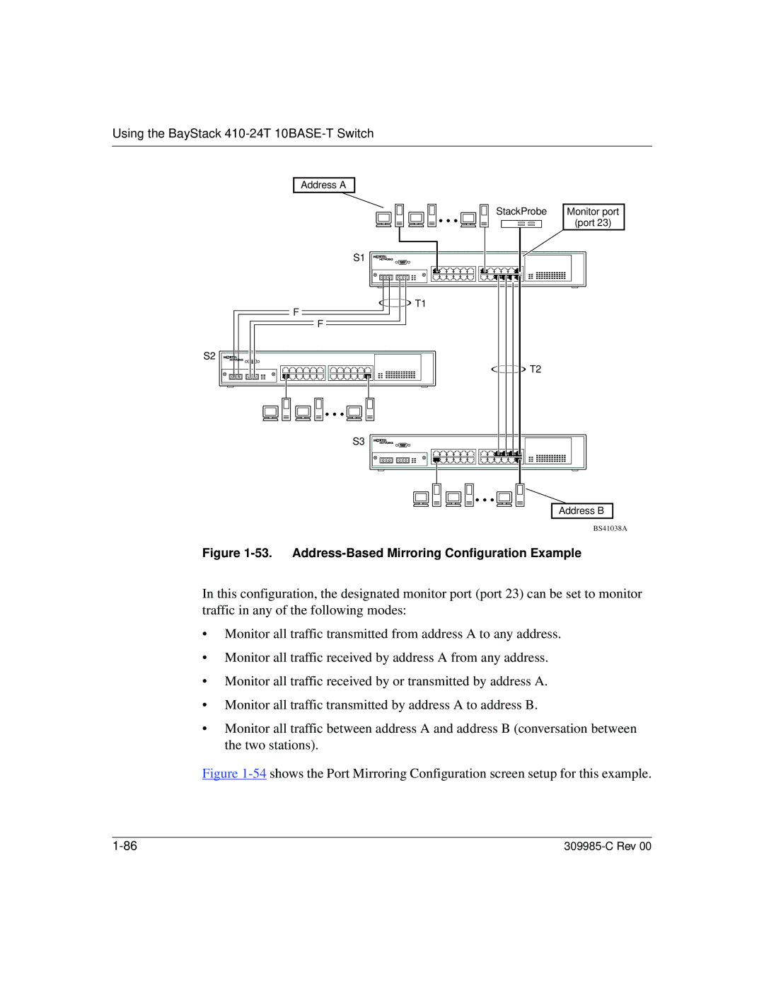 Nortel Networks 10BASE-T manual Address-Based Mirroring Configuration Example 