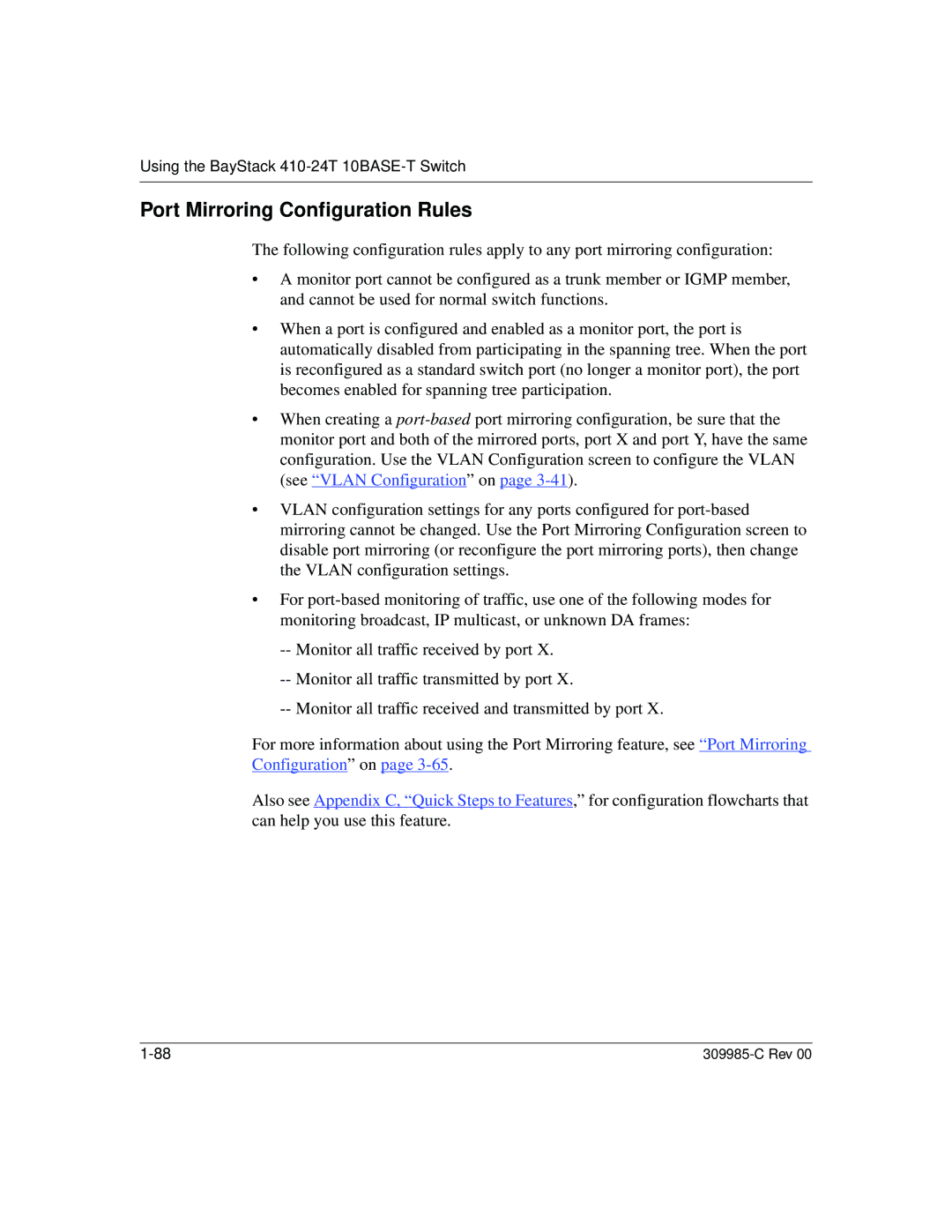 Nortel Networks 10BASE-T manual Port Mirroring Configuration Rules 