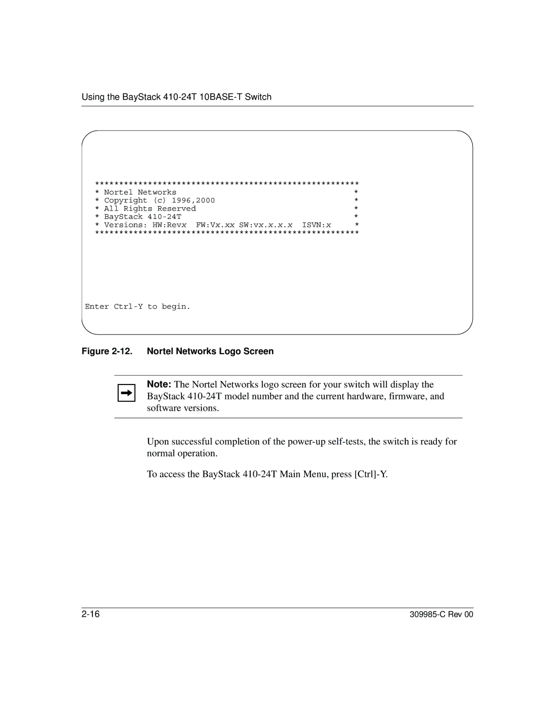 Nortel Networks 10BASE-T manual Nortel Networks Logo Screen 