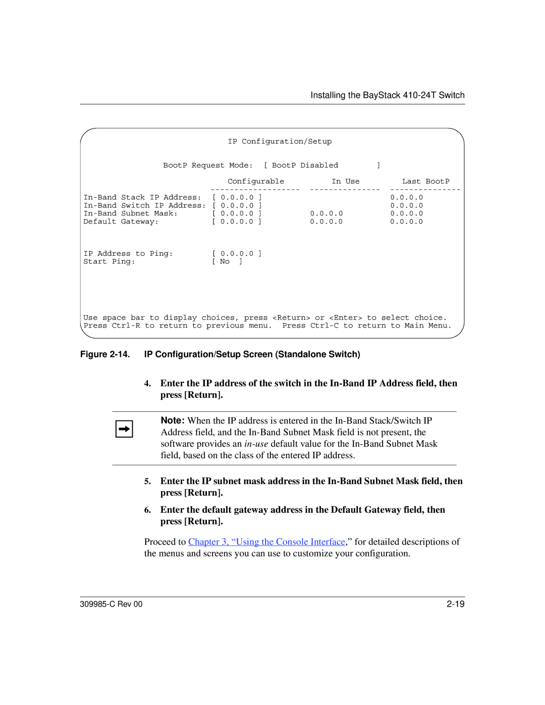 Nortel Networks 10BASE-T manual IP Configuration/Setup Screen Standalone Switch 