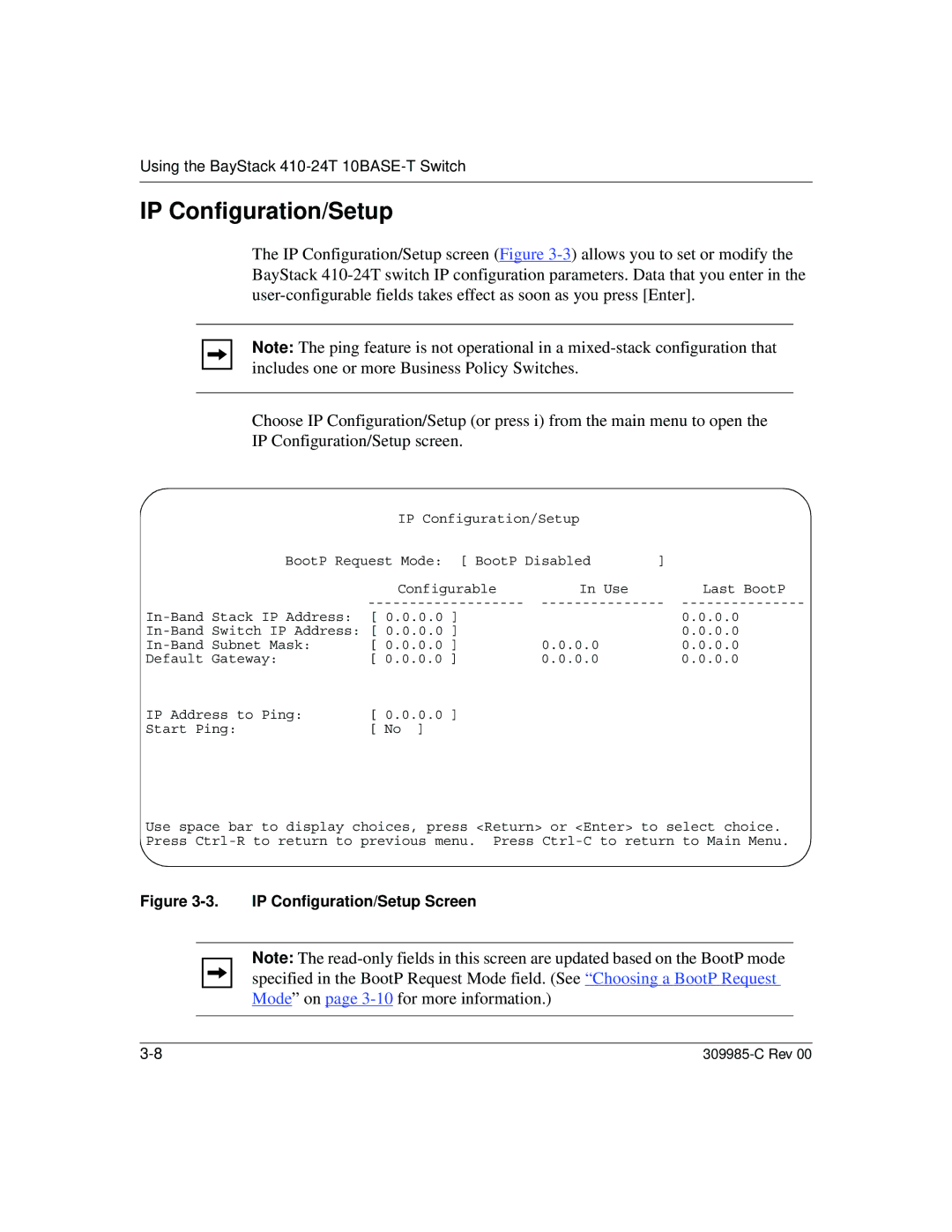 Nortel Networks 10BASE-T manual IP Configuration/Setup Screen 