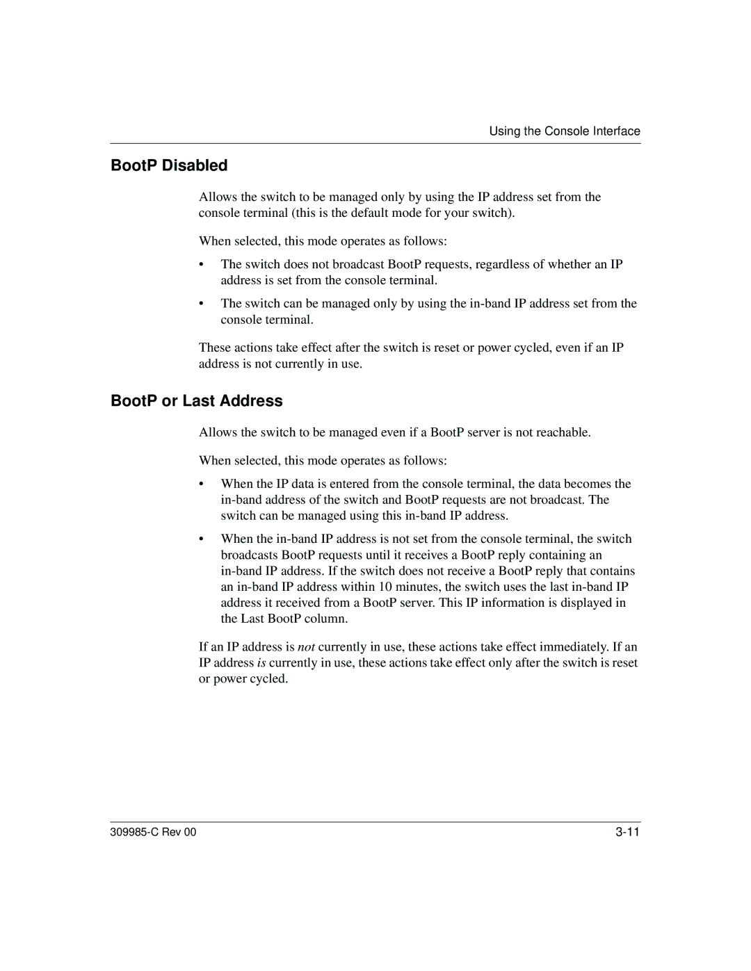 Nortel Networks 10BASE-T manual BootP Disabled, BootP or Last Address 