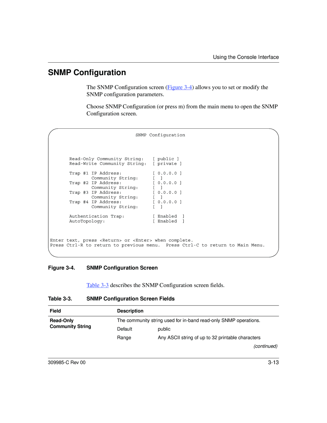 Nortel Networks 10BASE-T manual Describes the Snmp Configuration screen fields, Snmp Configuration Screen Fields 