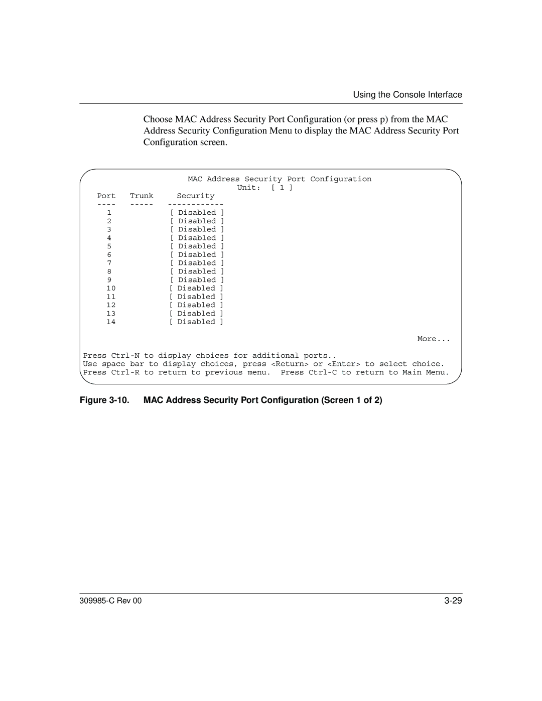 Nortel Networks 10BASE-T manual MAC Address Security Port Configuration Screen 1 