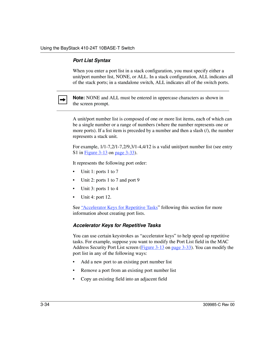 Nortel Networks 10BASE-T manual Port List Syntax 