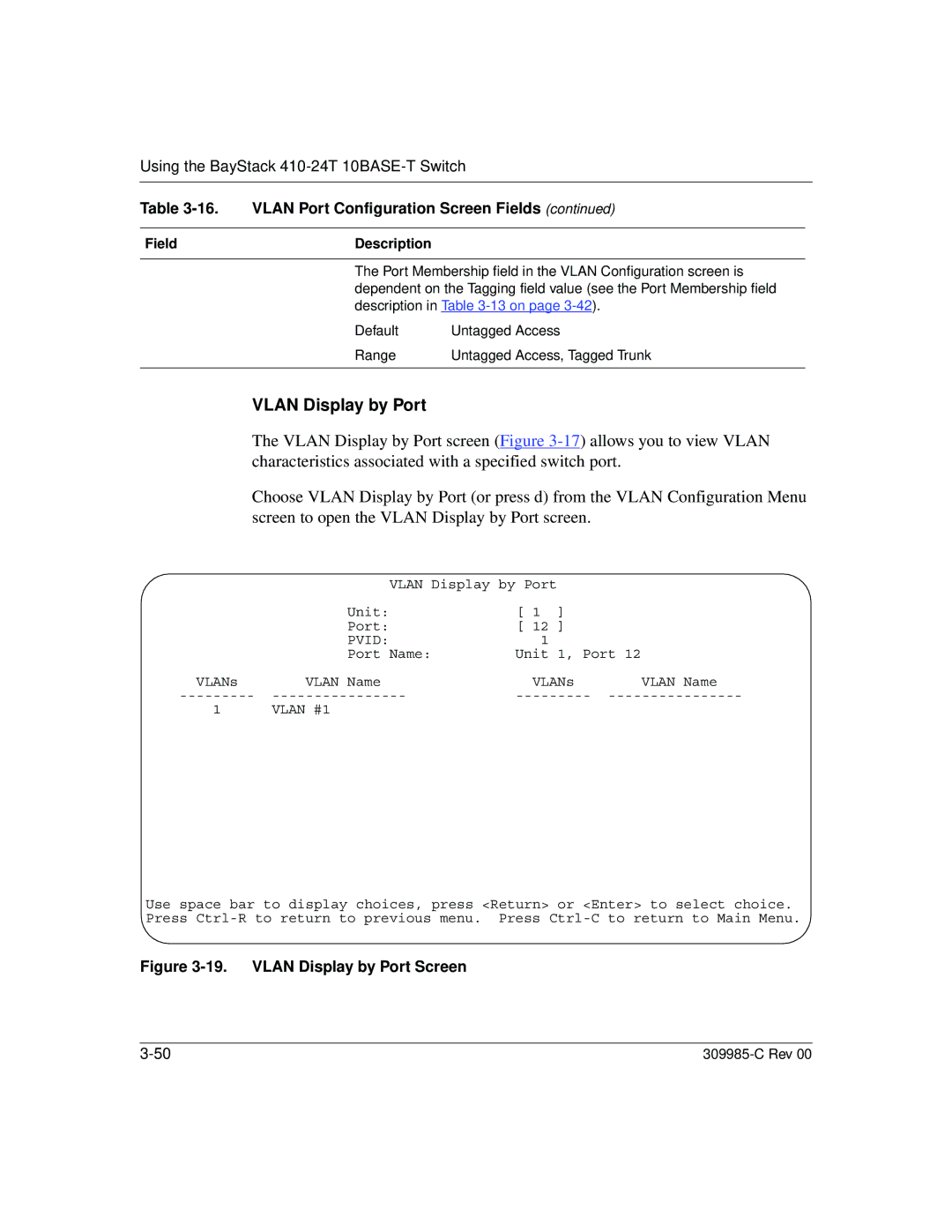 Nortel Networks 10BASE-T manual Vlan Display by Port Screen 