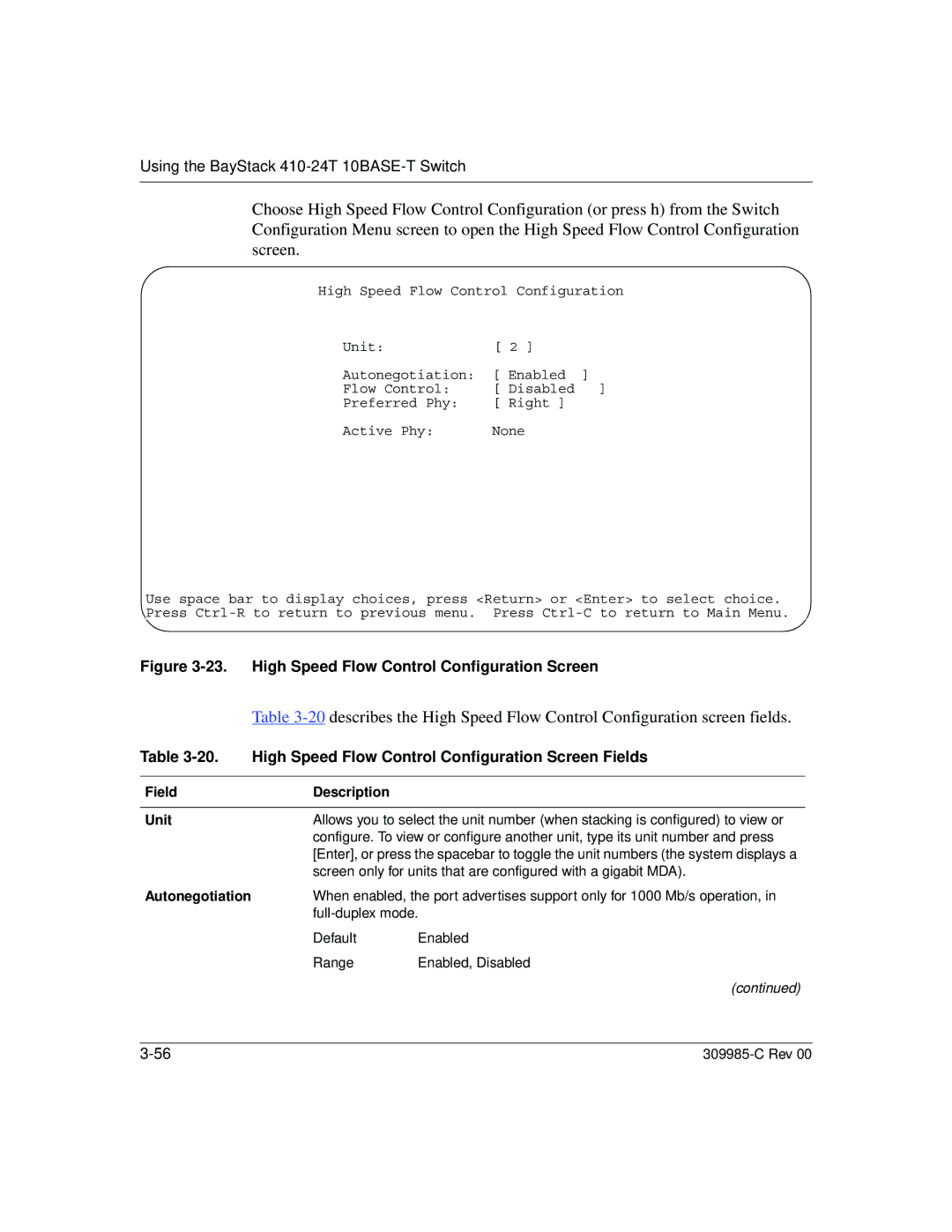 Nortel Networks 10BASE-T manual High Speed Flow Control Configuration Screen Fields 