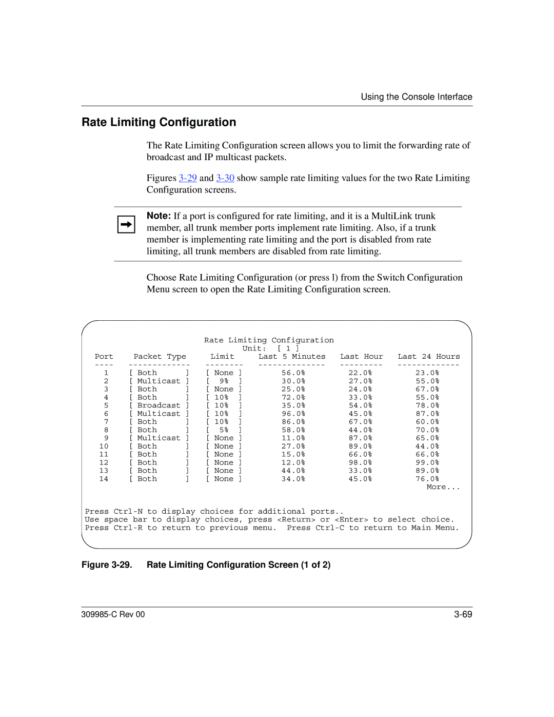 Nortel Networks 10BASE-T manual Rate Limiting Configuration Screen 1 