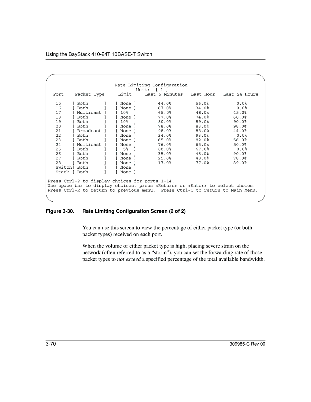 Nortel Networks 10BASE-T manual Rate Limiting Configuration Screen 2 