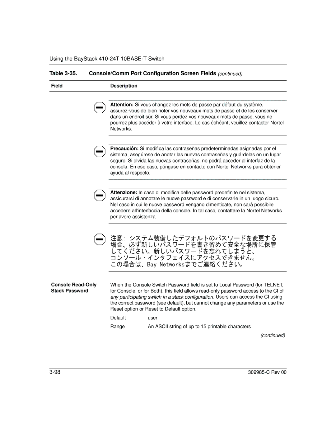 Nortel Networks 10BASE-T manual An Ascii string of up to 15 printable characters 