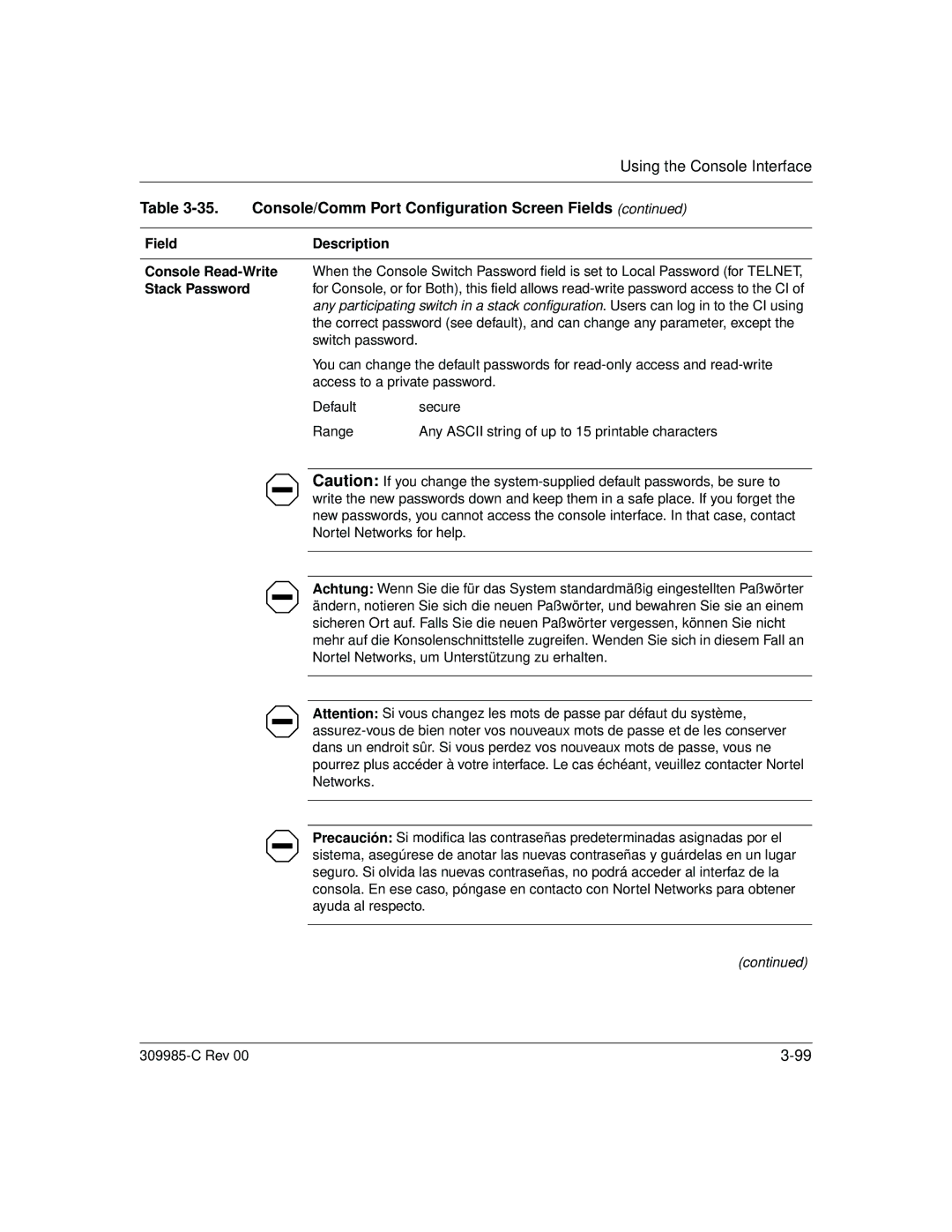 Nortel Networks 10BASE-T manual Any Ascii string of up to 15 printable characters 